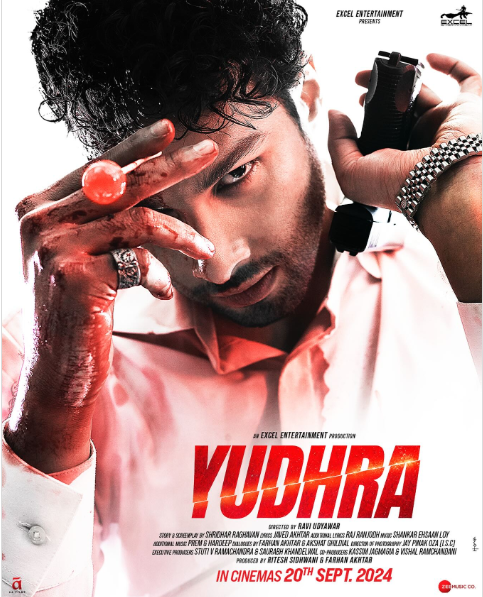 Yudhra movie poster featuring Siddhant Chaturvedi holding a weapon