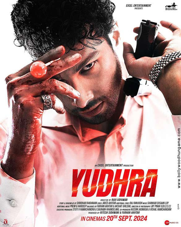 Yudhra movie poster showcasing Siddhant Chaturvedi ready for intense action and revenge