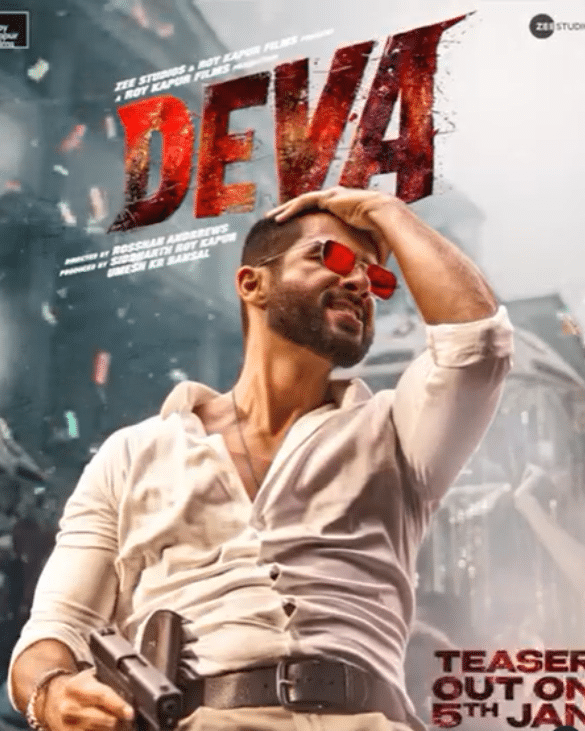 Shahid Kapoor’s intense action look from the Deva movie poster – teaser hits 8 lakh views in 3 hours on YouTube!