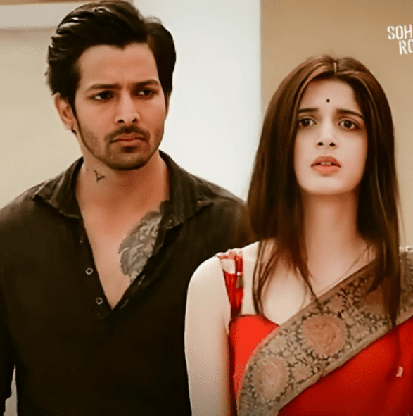 A scene from Sanam Teri Kasam re-release featuring Harshvardhan Rane and Mawra Hocane, showcasing intense expressions from the movie